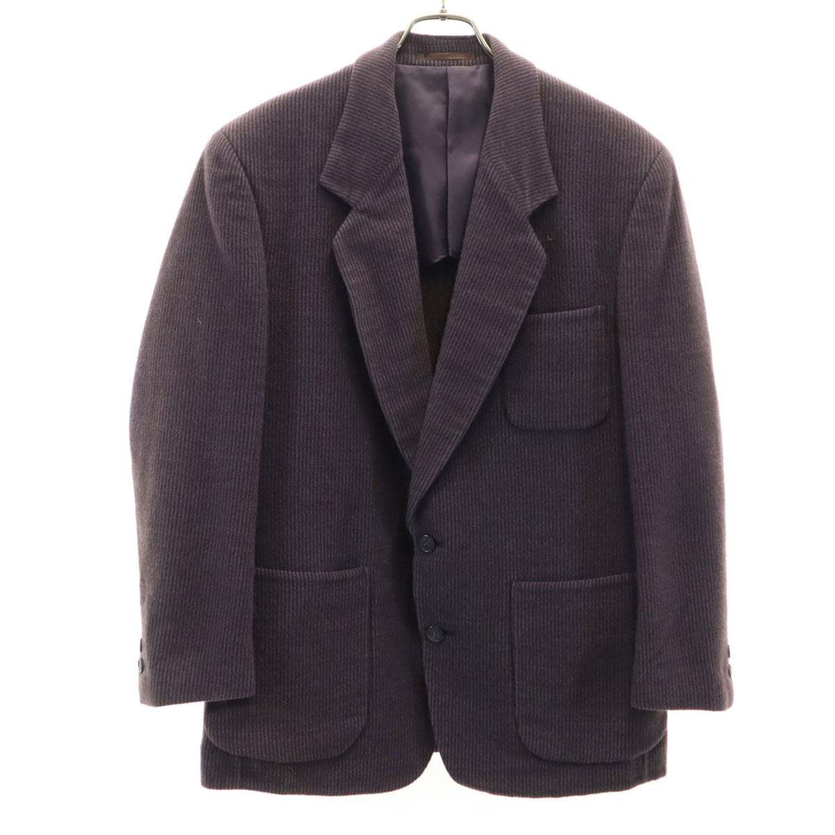 LANVIN ランバン 90s ウールブレンド オールド ストライプ テーラードジャケット 48-35 パープル系 メンズ