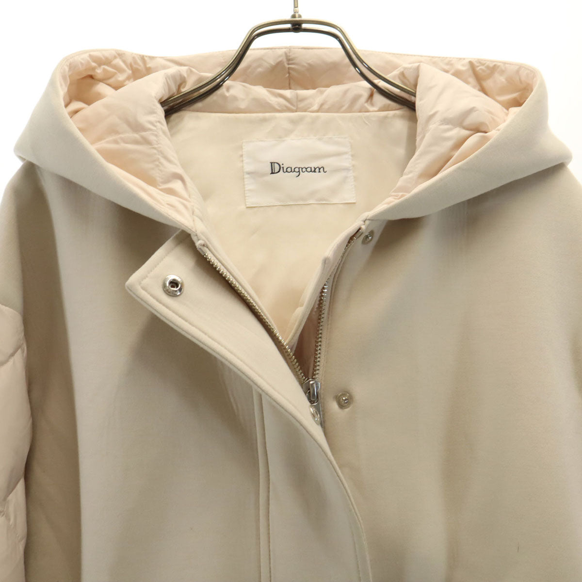 Diagram ダイアグラム フーディ ダウンジャケット 36 ベージュ レディース