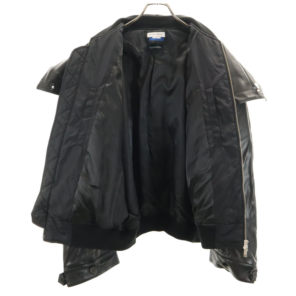 MAISON SPECIAL メゾンスペシャル 異素材コンビ レイヤリング プライムオーバーモッズ ブルゾン 2 ブラック レディース