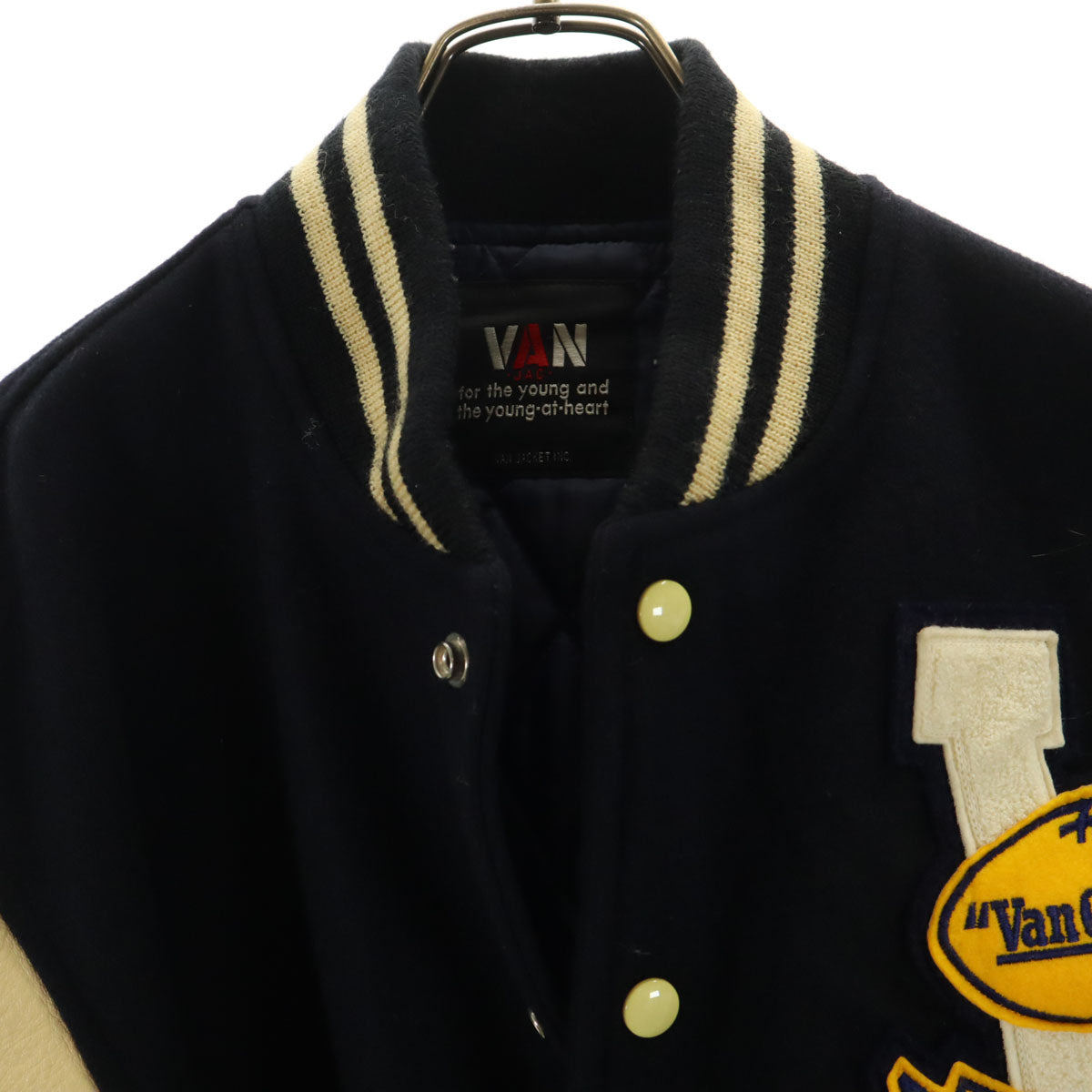 VAN JACKET ヴァンヂャケット 日本製 スタジャン LL ネイビー 袖レザー メンズ