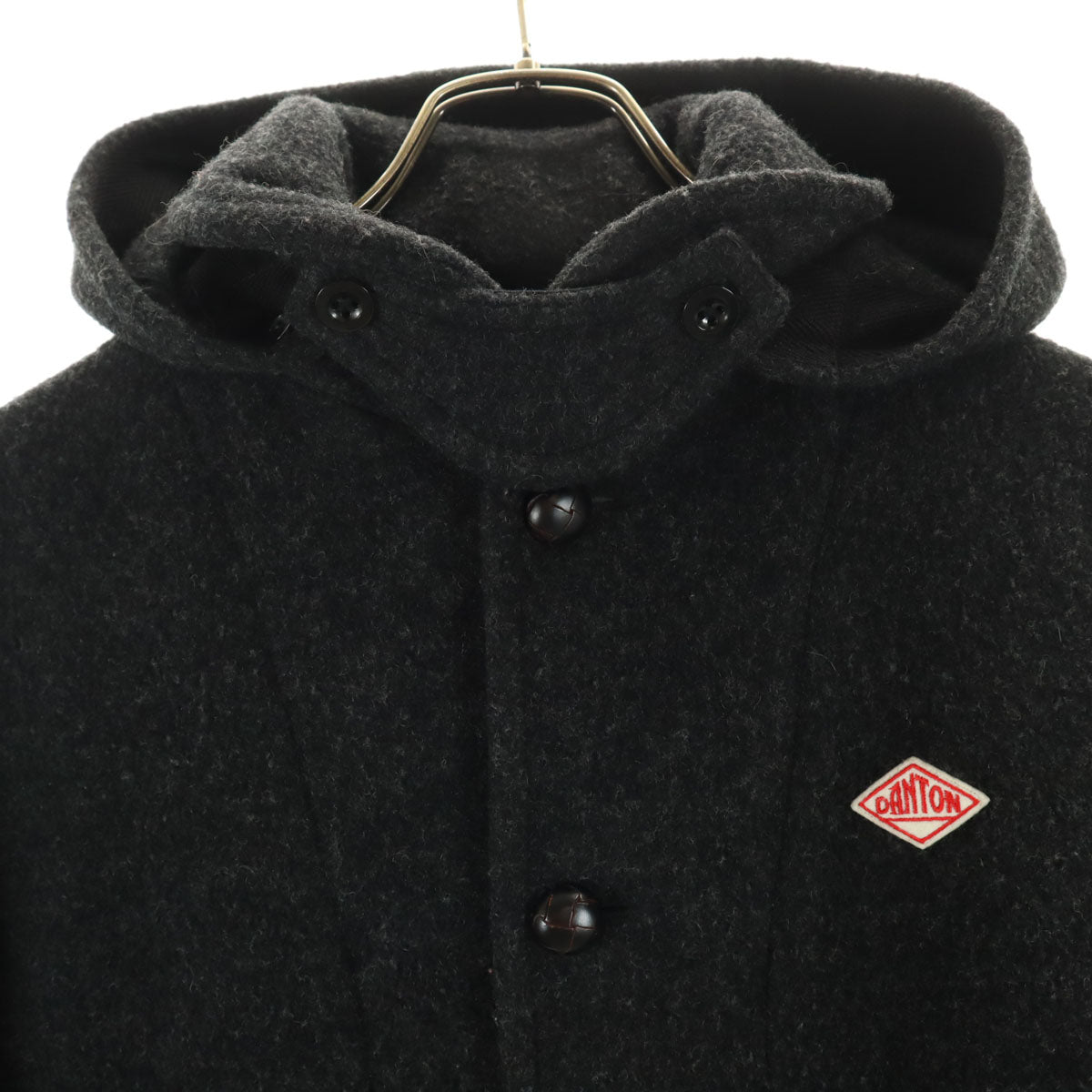 Danton ダントン 日本製 ウールモッサ コート 36 グレー 丸襟 くるみボタン レディース