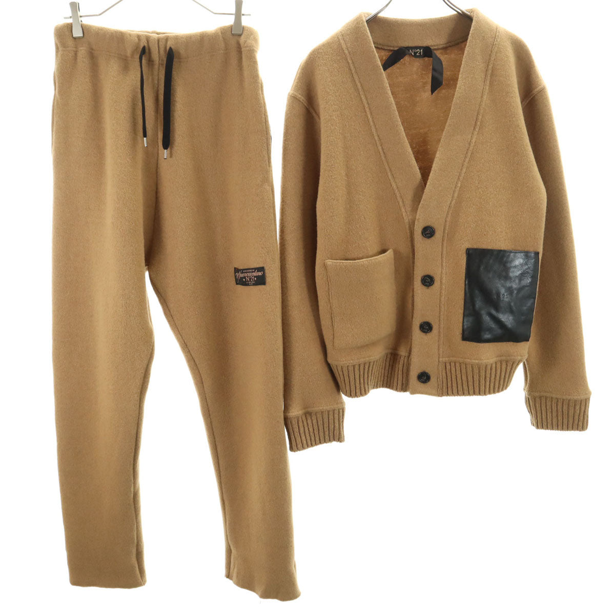 N°21 ヌメロ ヴェントゥーノ イタリア製 ウールブレンド 長袖 カーディガン 上下 セットアップ S ブラウン レディース