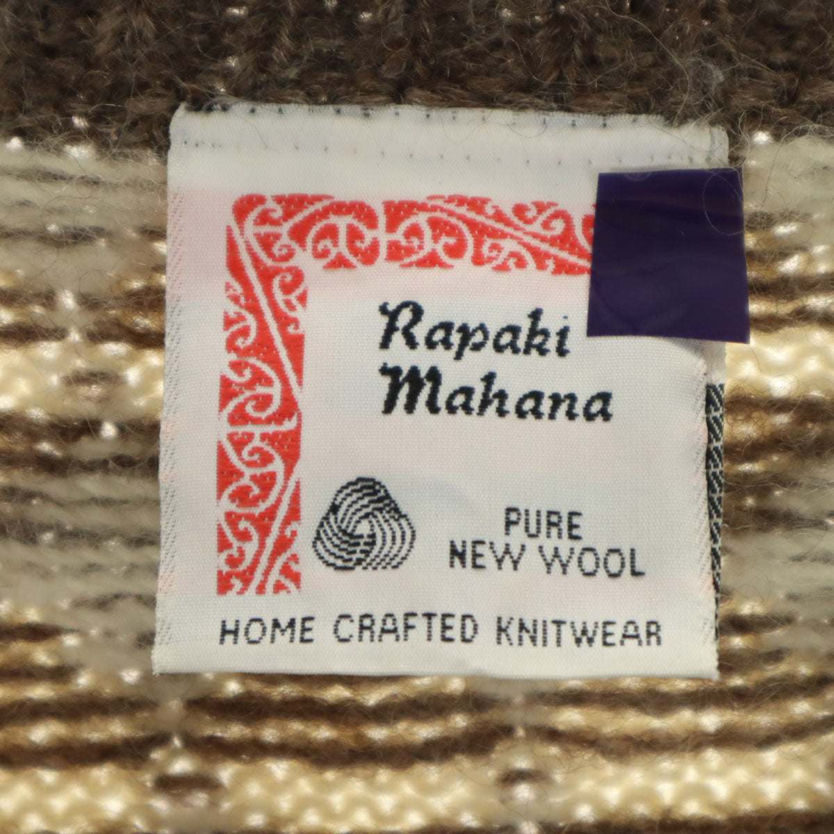 Rapaki Mahana 90s ニュージーランド製 オールド 総柄 長袖 セーター 42 生成り ニット メンズ