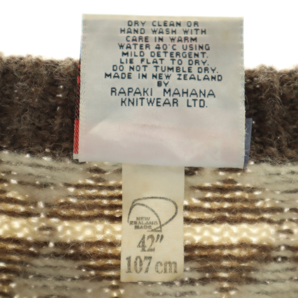 Rapaki Mahana 90s ニュージーランド製 オールド 総柄 長袖 セーター 42 生成り ニット メンズ