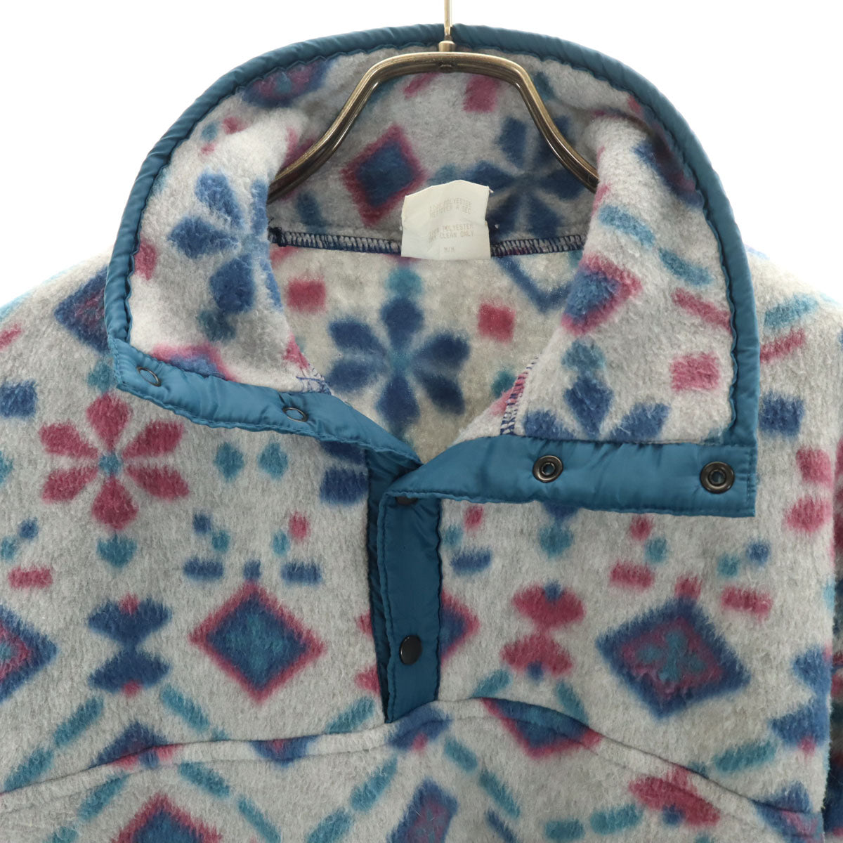 VERBIER 90s カナダ製 オールド ノルディック柄 長袖 フリース トレーナー M グレー プルオーバー メンズ