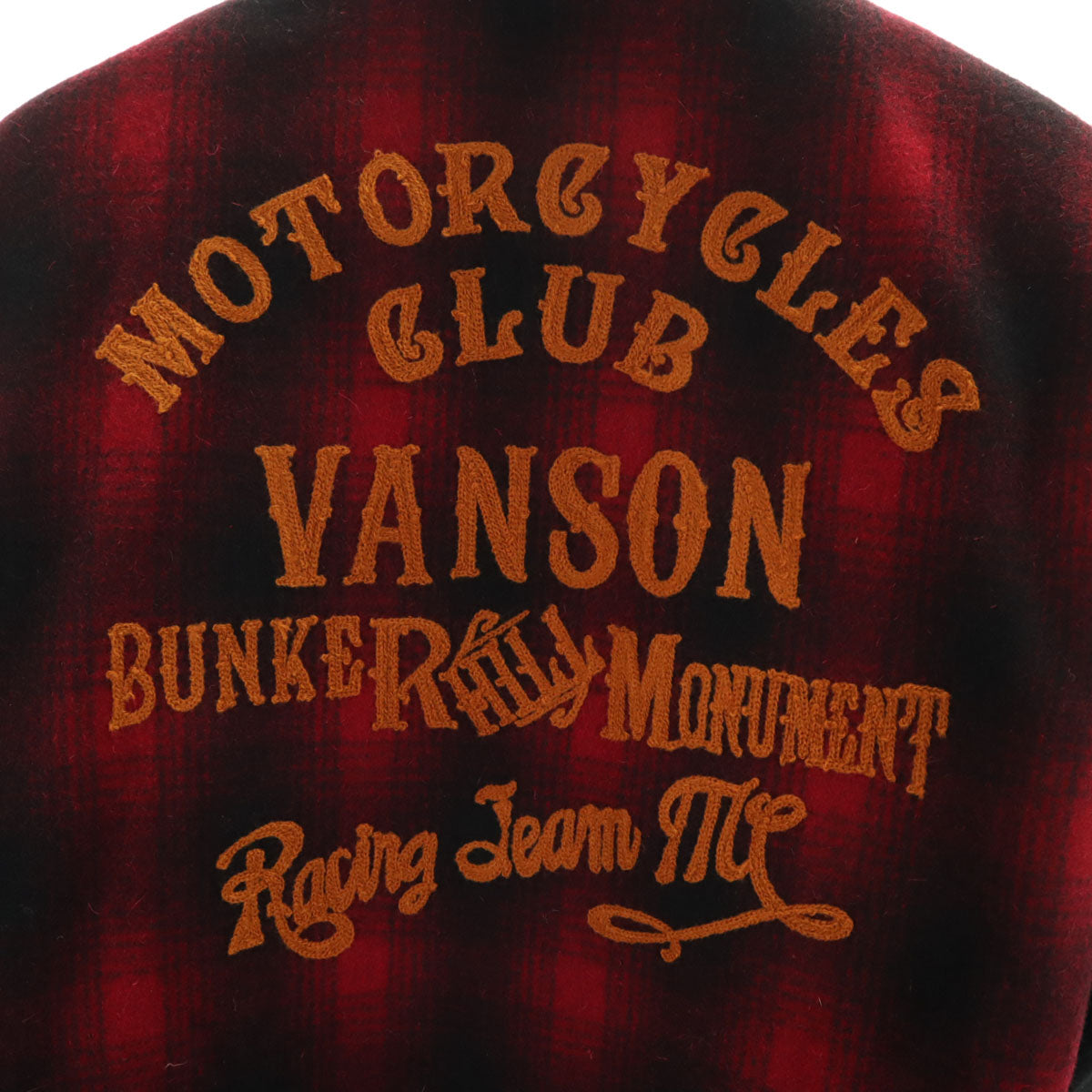 VANSON バンソン ウールブレンド チェック スタジャン M レッド TALONジップ メンズ