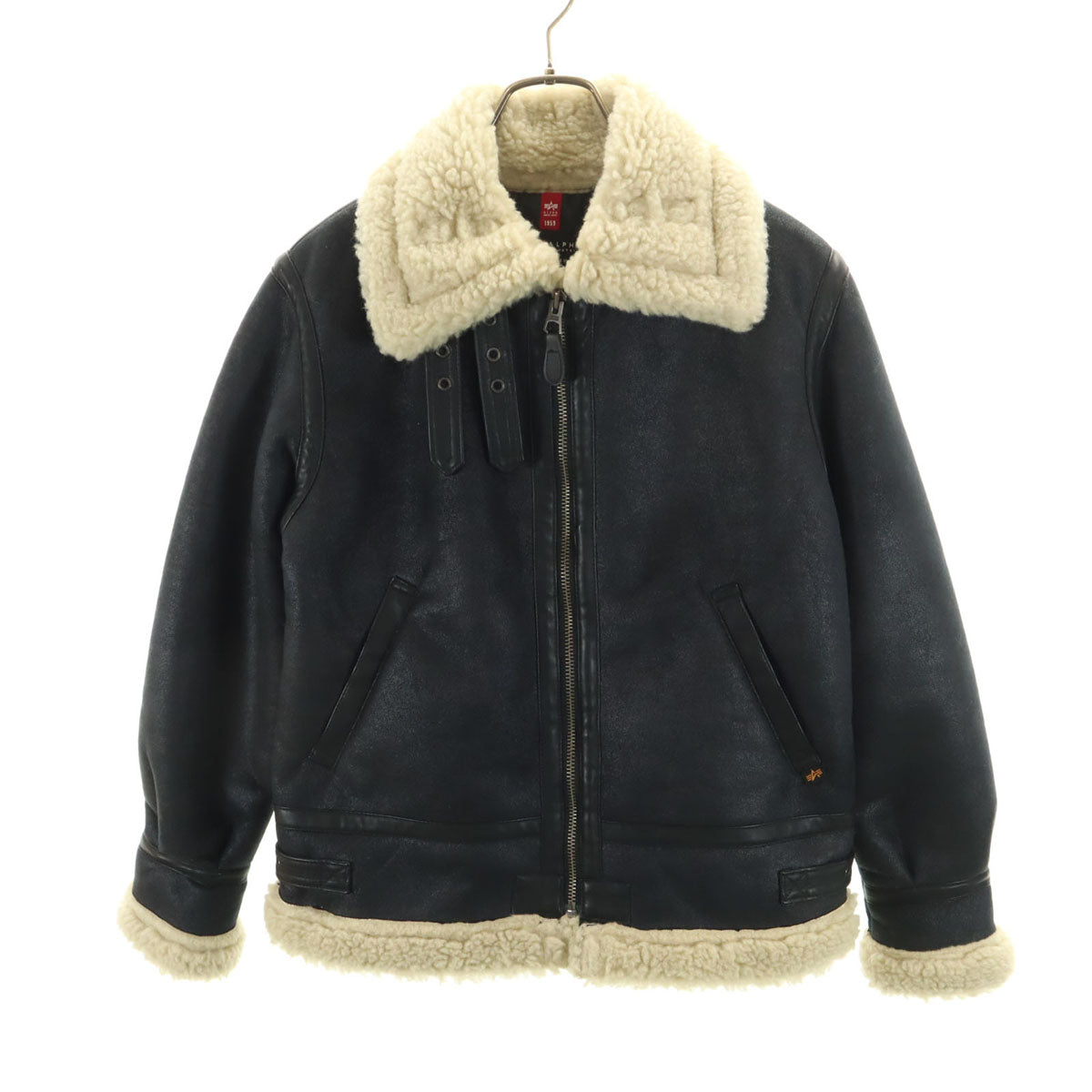 ALPHA INDUSTRIES INC アルファインダストリーズ フェイクムートン フライトジャケット M ブラック系 裏ボア レディース