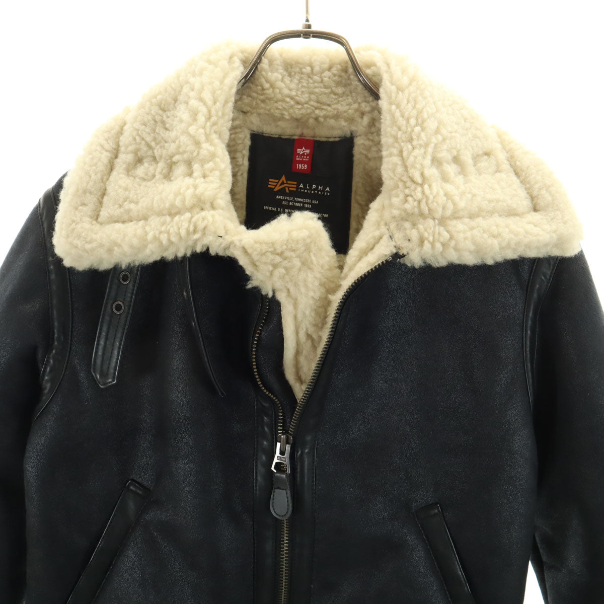 ALPHA INDUSTRIES INC アルファインダストリーズ フェイクムートン フライトジャケット M ブラック系 裏ボア レディース