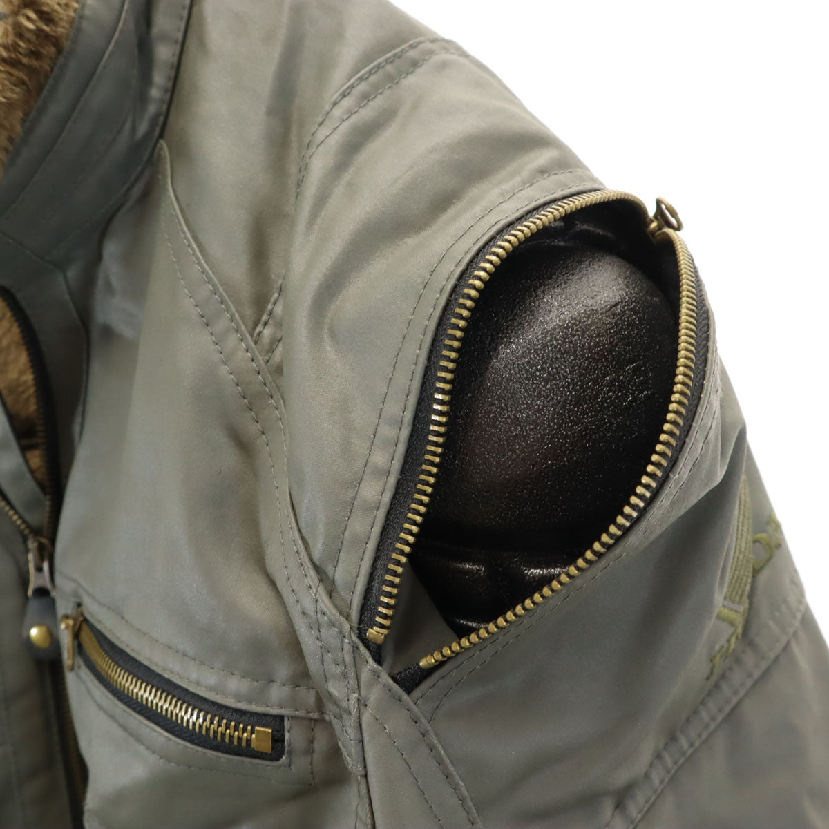 HONDA ホンダ バイク オイルコーティング加工 ライディング ジャケット LL カーキ 中綿 裏ファー プロテクター付き メンズ