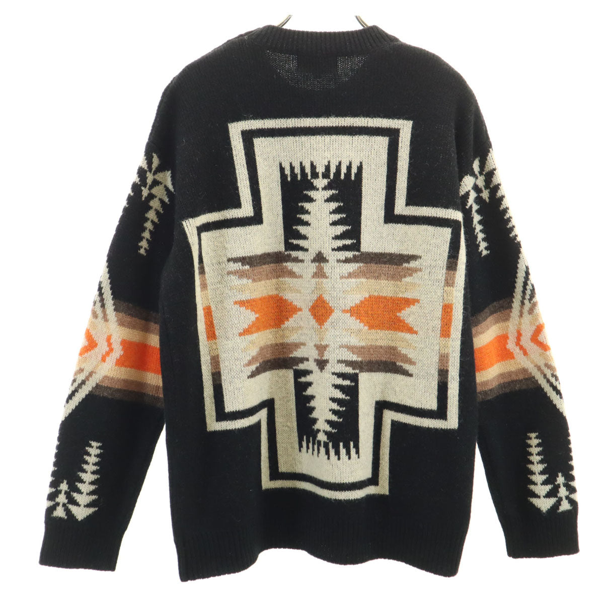 美品 PENDLETON ペンドルトン JEANS FACTORY ジーンズファクトリー別注 バックハーディング 長袖 セーター S ブラック ニット メンズ