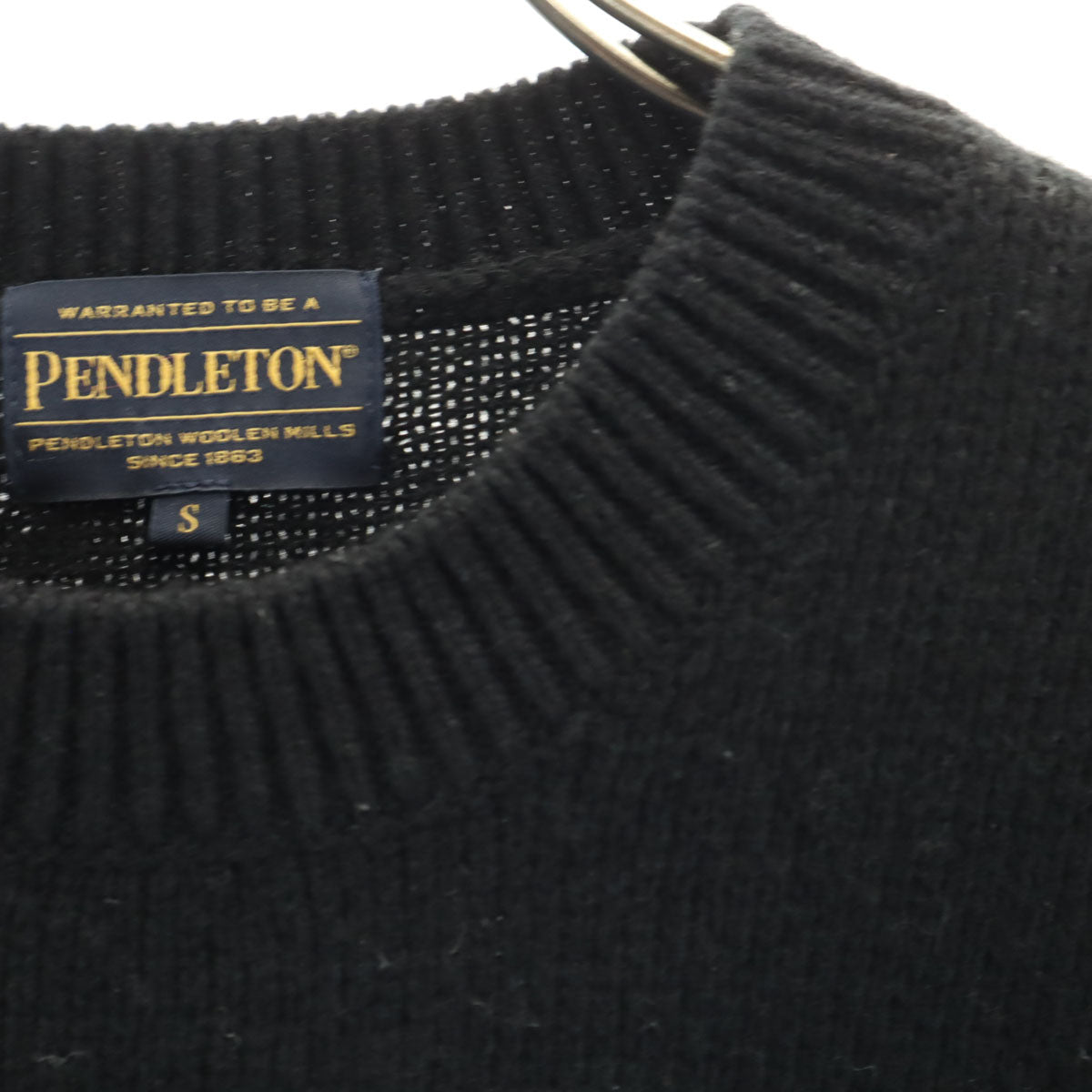 美品 PENDLETON ペンドルトン JEANS FACTORY ジーンズファクトリー別注 バックハーディング 長袖 セーター S ブラック ニット メンズ