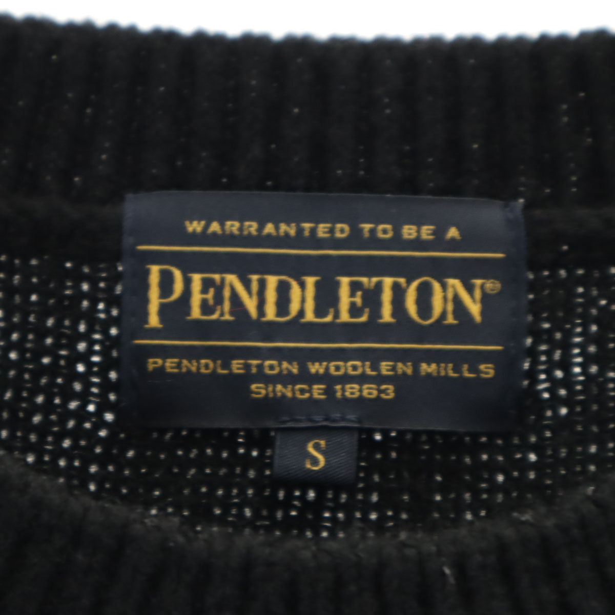 美品 PENDLETON ペンドルトン JEANS FACTORY ジーンズファクトリー別注 バックハーディング 長袖 セーター S ブラック ニット メンズ