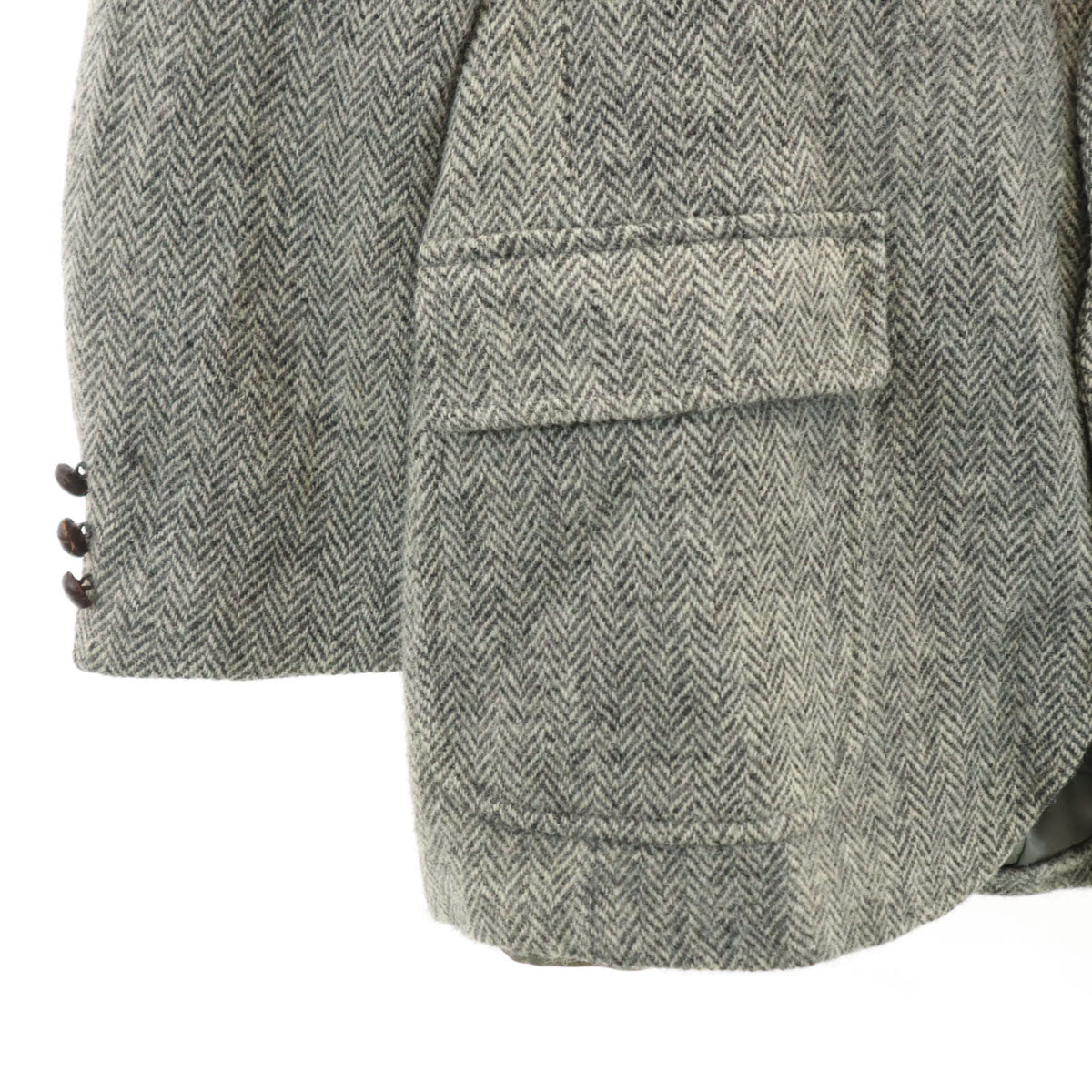 WICKHAM 70s 80s ヴィンテージ ヘリンボーン柄 ハリスツイード生地 テーラードジャケット グレー Harris Tweed メンズ