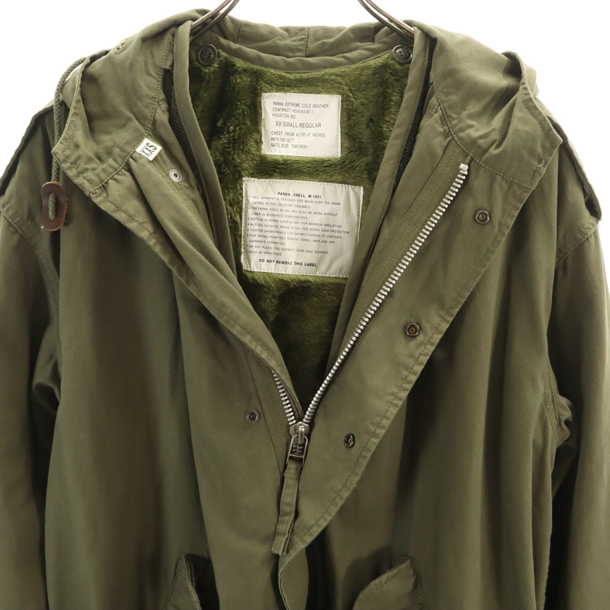 HOUSTON ヒューストン M-51 ライナー付き モッズコート XXS カーキ メンズ