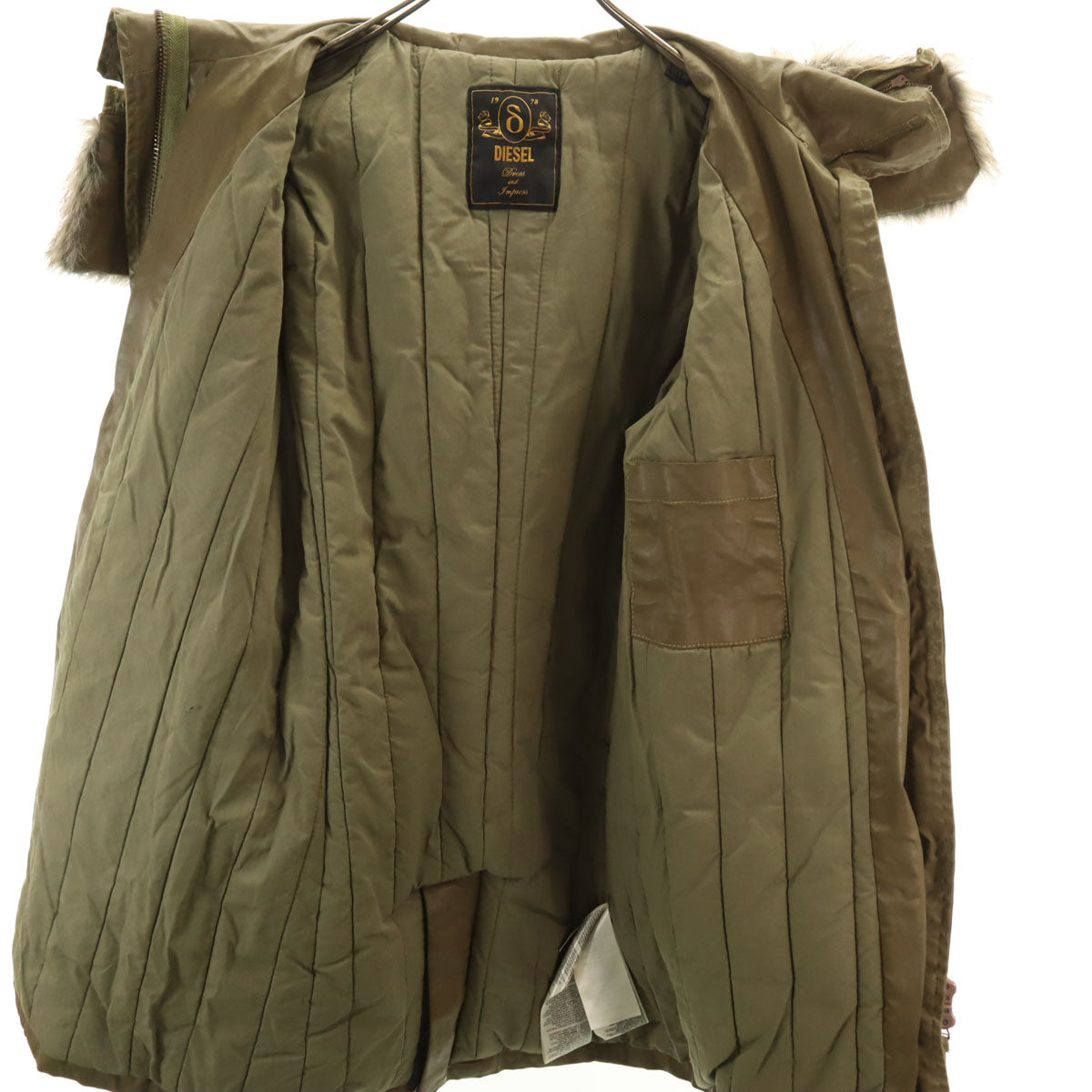 DIESEL ディーゼル フェイクレザー コート XS カーキ レディース