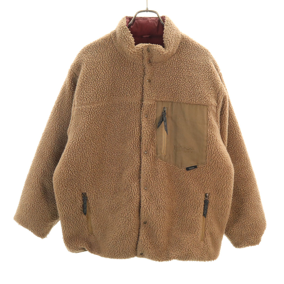 MANASTASH マナスタッシュ TAION タイオン コラボ リバーシブル ダウンジャケット L ワインレッド メンズ