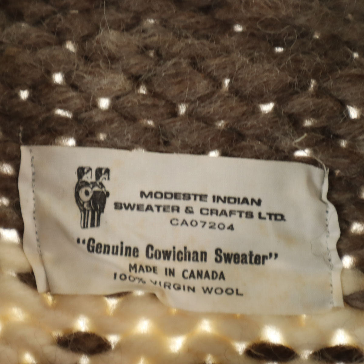 未使用 MODESTE INDIAN SWEATER & CRAFTS LTD. サンダーバード柄 カウチンジャケット 46 ブラウン メンズ