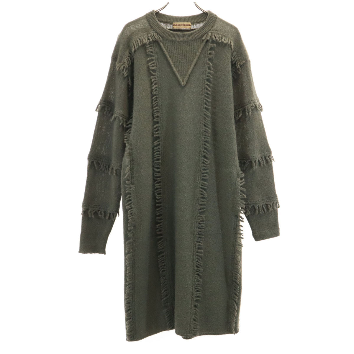 issey miyake by ALL STYLE イッセイミヤケ バイ オールスタイル 70s オールスタイルタグ ヴィンテージ 長袖 ニット ロングワンピース オリーブ レディース