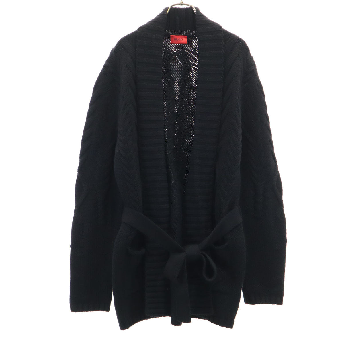 HUGO HUGO BOSS ヒューゴ ヒューゴボス 長袖 ロング ニットカーディガン M ブラック レディース