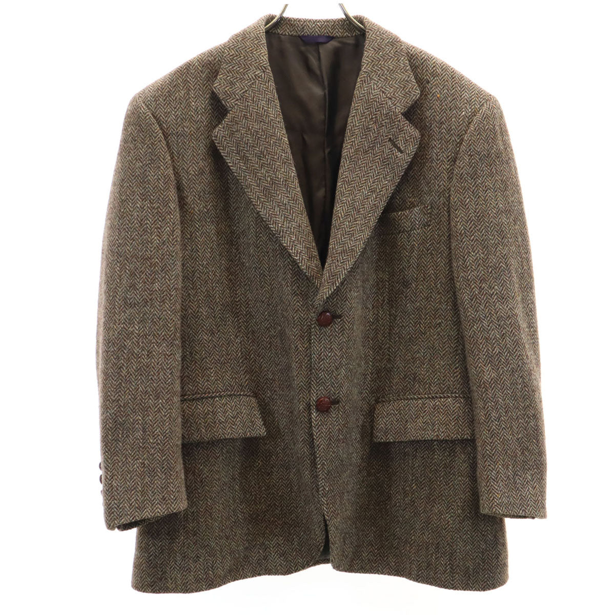 Kent & Curwen ケントアンドカーウェン ヘリンボーン柄 ハリスツイード生地 テーラードジャケット AB4 ブラウン Harris Tweed メンズ