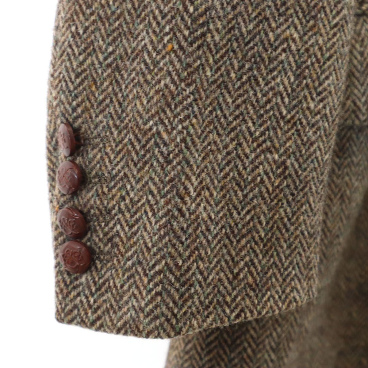Kent & Curwen ケントアンドカーウェン ヘリンボーン柄 ハリスツイード生地 テーラードジャケット AB4 ブラウン Harris Tweed メンズ