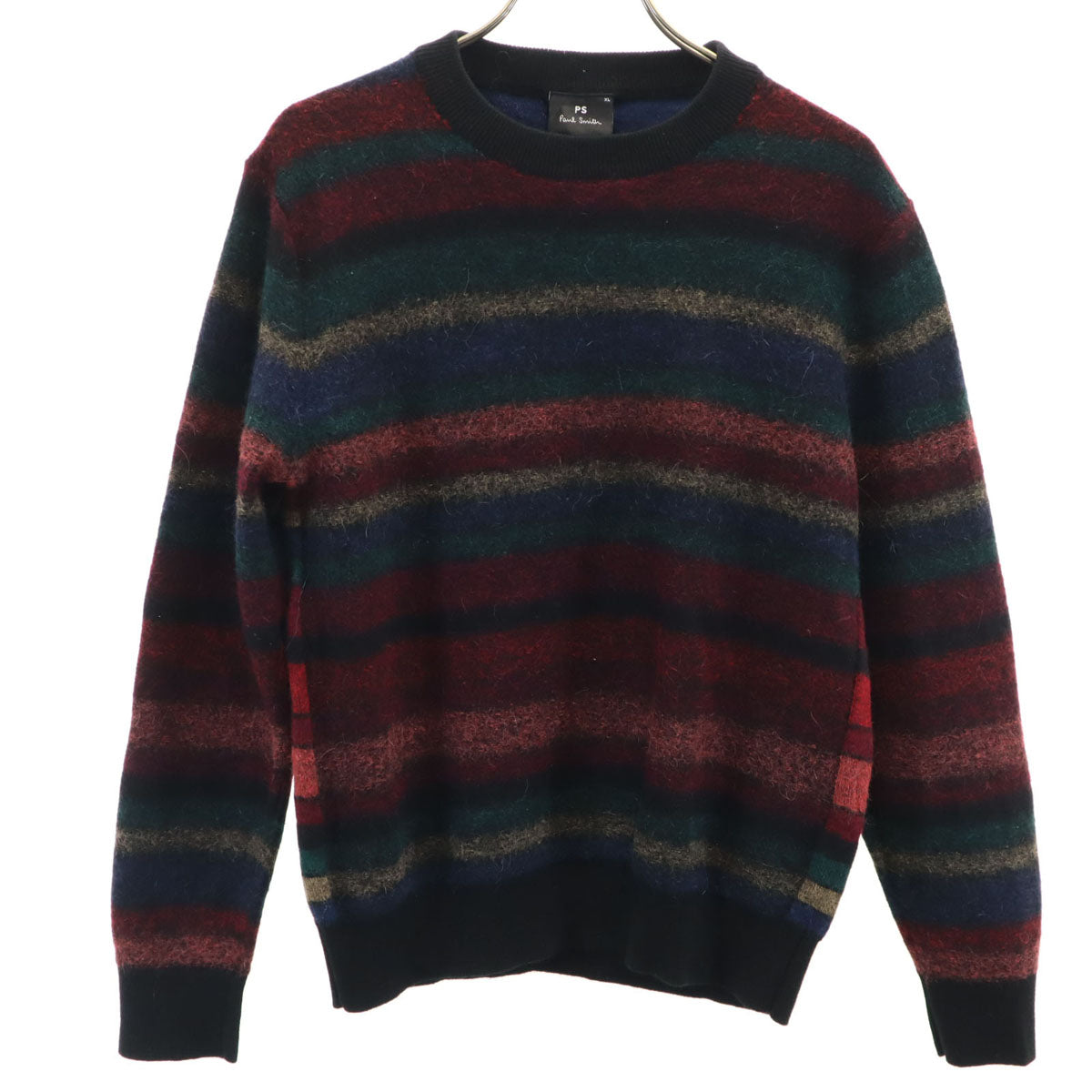 美品 PS Paul Smith ピーエスポールスミス アルパカブレンド ボーダー柄 長袖 セーター XS マルチ ニット レディース
