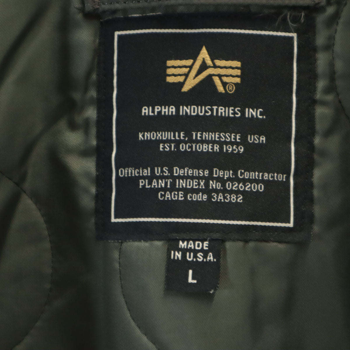 ALPHA INDUSTRIES INC アルファインダストリーズ USA製 CWU-45 フライトジャケット L オリーブ系 中綿 メンズ