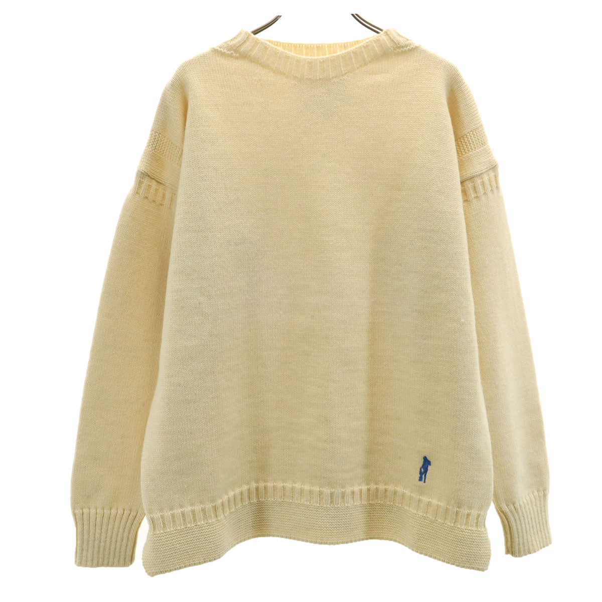 HYSTERIC GLAMOUR ヒステリックグラマー 英国製 TIMES刺繍 長袖 ガンジー セーター M アイボリー ニット メンズ