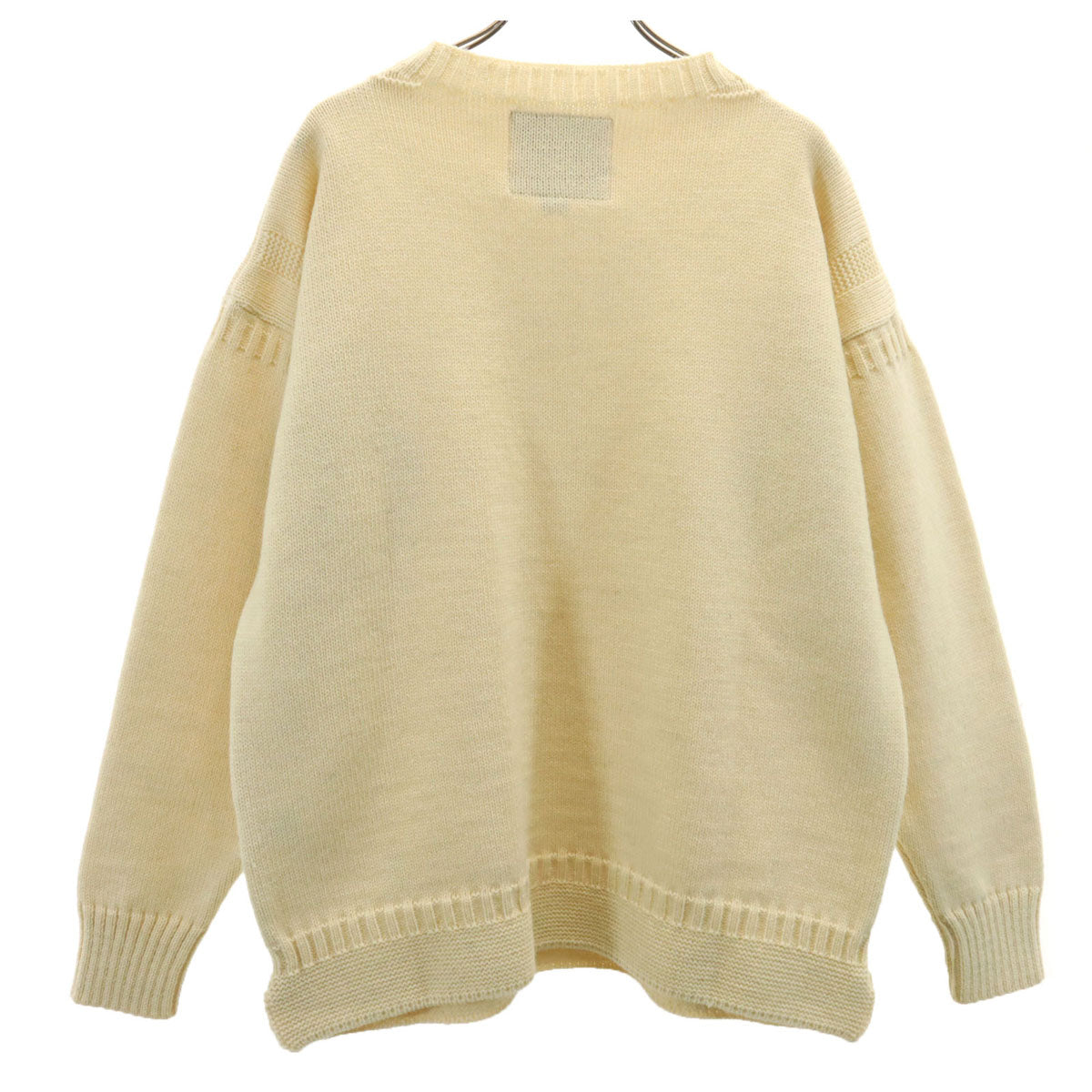 HYSTERIC GLAMOUR ヒステリックグラマー 英国製 TIMES刺繍 長袖 ガンジー セーター M アイボリー ニット メンズ