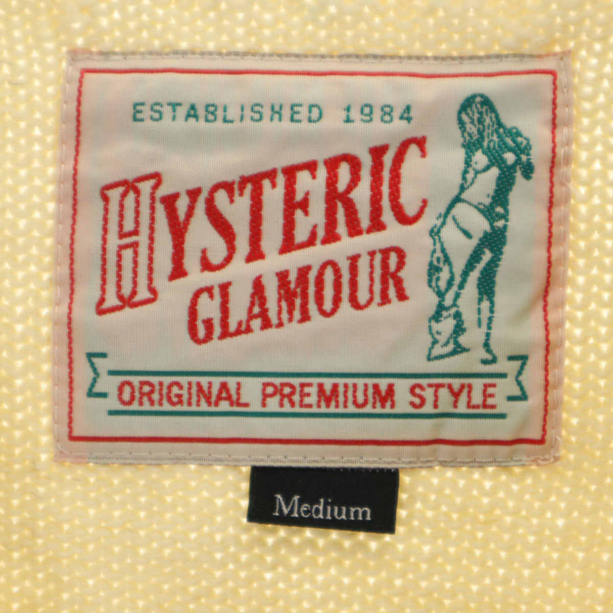 HYSTERIC GLAMOUR ヒステリックグラマー 英国製 TIMES刺繍 長袖 ガンジー セーター M アイボリー ニット メンズ