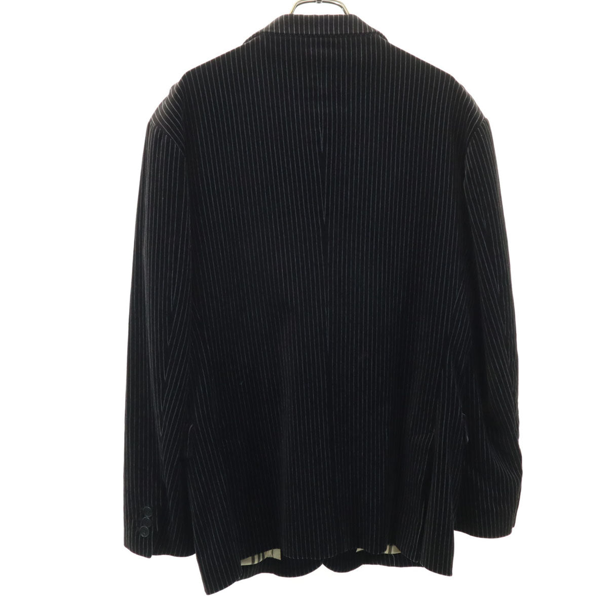 BURBERRY BLACK LABEL バーバリーブラックレーベル ストライプ柄 ベロア テーラードジャケット M ブラック 三陽商会 メンズ