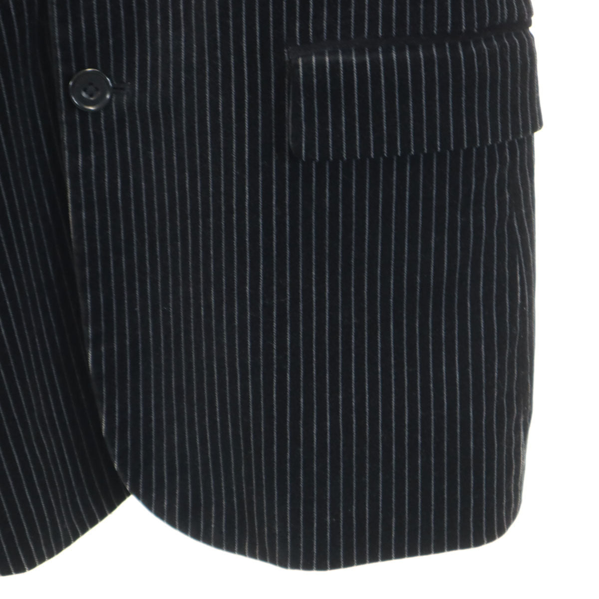 BURBERRY BLACK LABEL バーバリーブラックレーベル ストライプ柄 ベロア テーラードジャケット M ブラック 三陽商会 メンズ