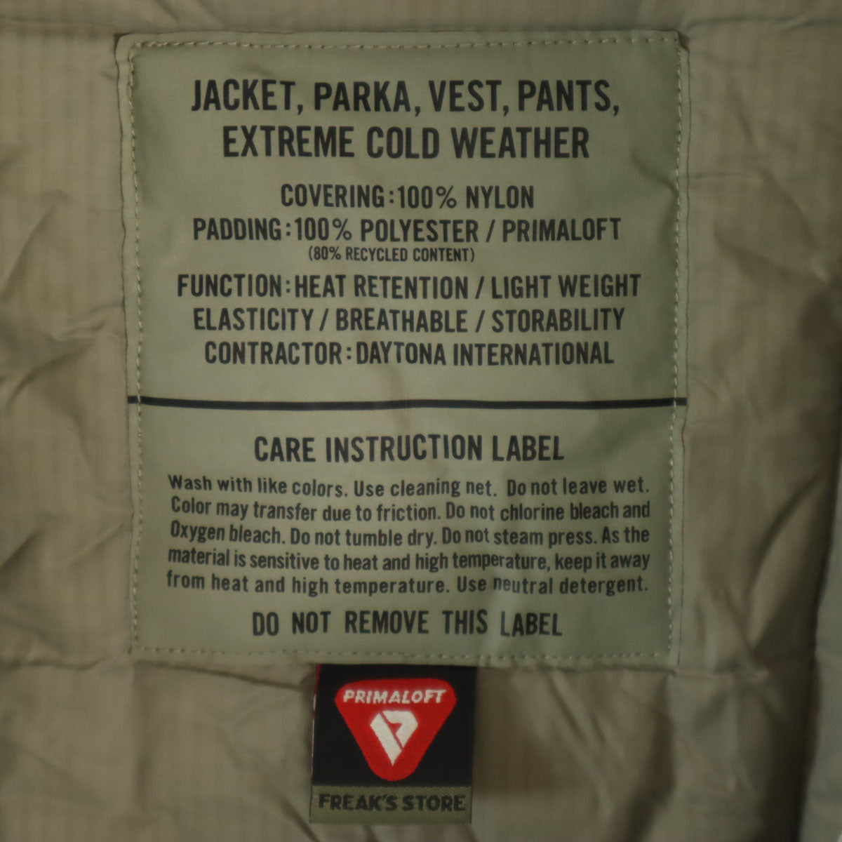 FREAK'S STORE フリークスストア プリマロフト モンスターパーカー 中綿ジャケット M カーキ メンズ