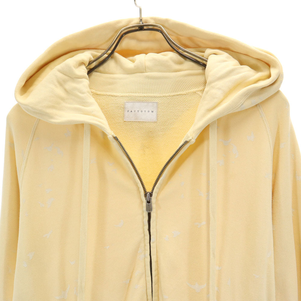 FACTOTUM ファクトタム 日本製 総柄 長袖 スウェット ジップパーカー 46 イエロー系 メンズ