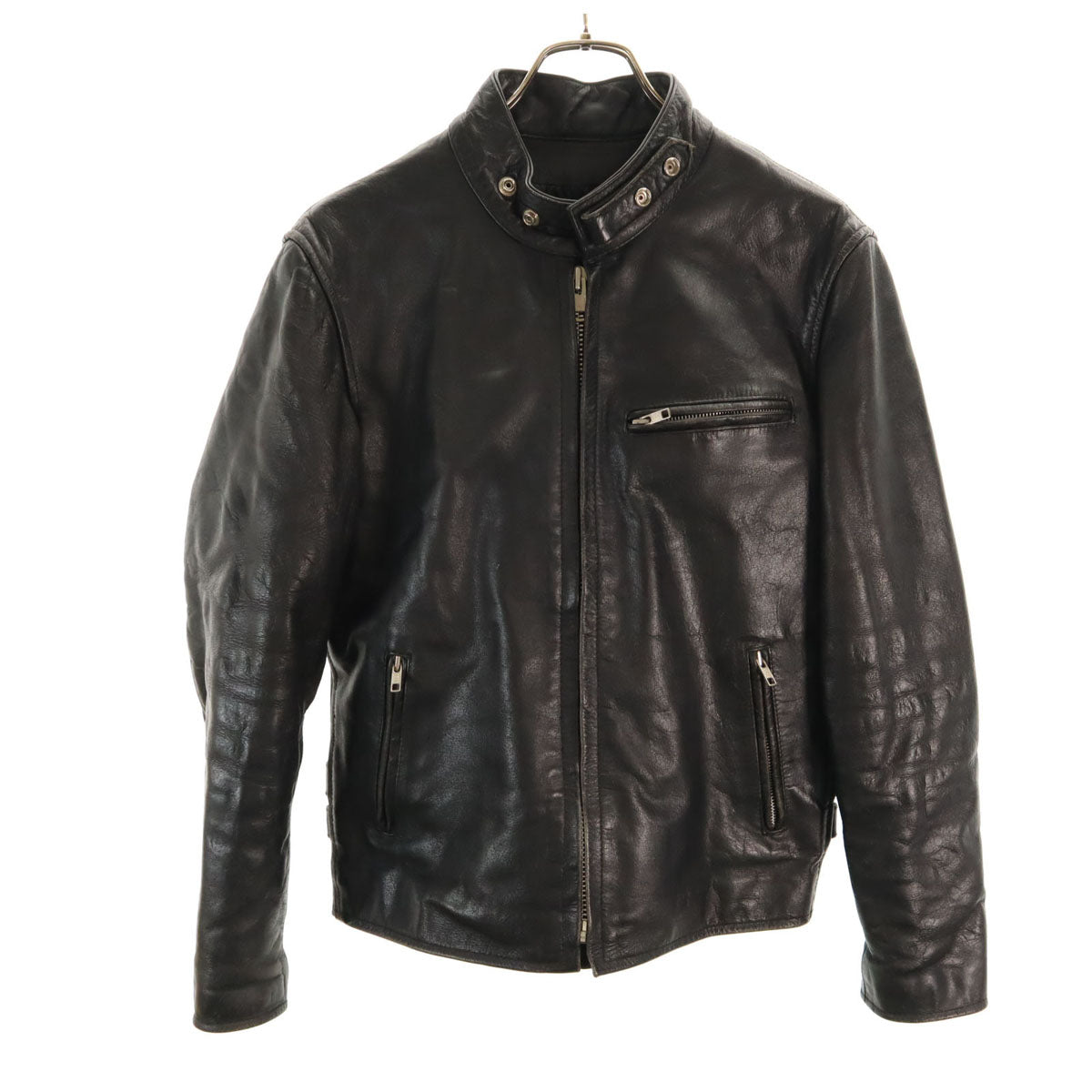 HORN WORKS ホーンワークス 牛革 バッファローレザー シングルライダースジャケット S ブラック メンズ