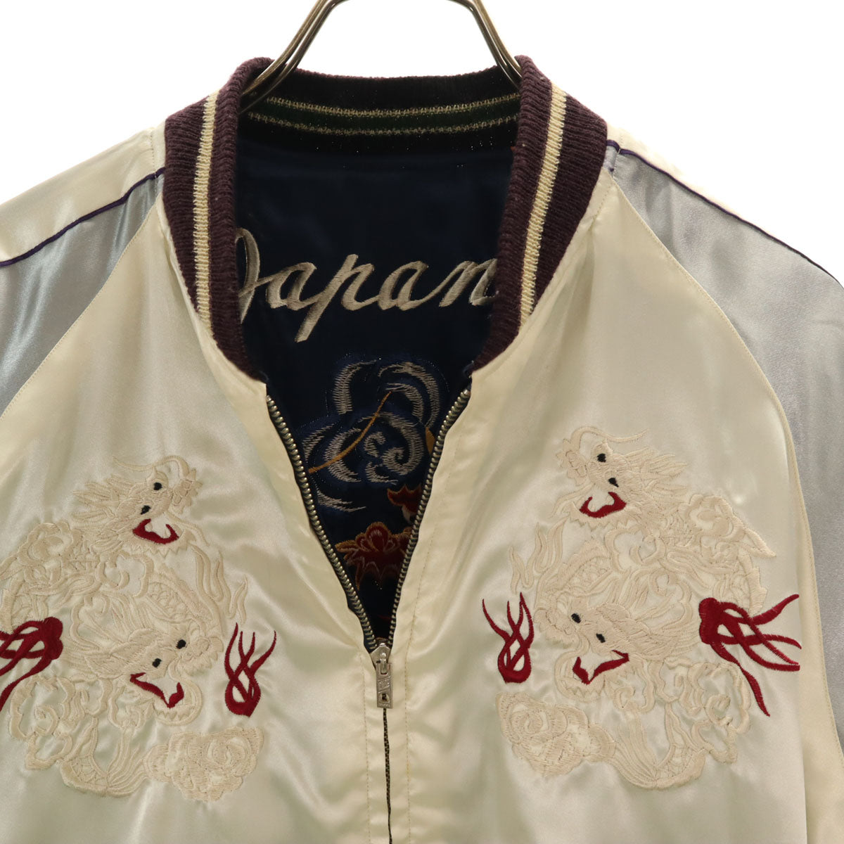 東洋エンタープライズ テーラー東洋 虎 龍 ドクロ刺繍 リバーシブル スカジャン M アイボリー TT10841 メンズ