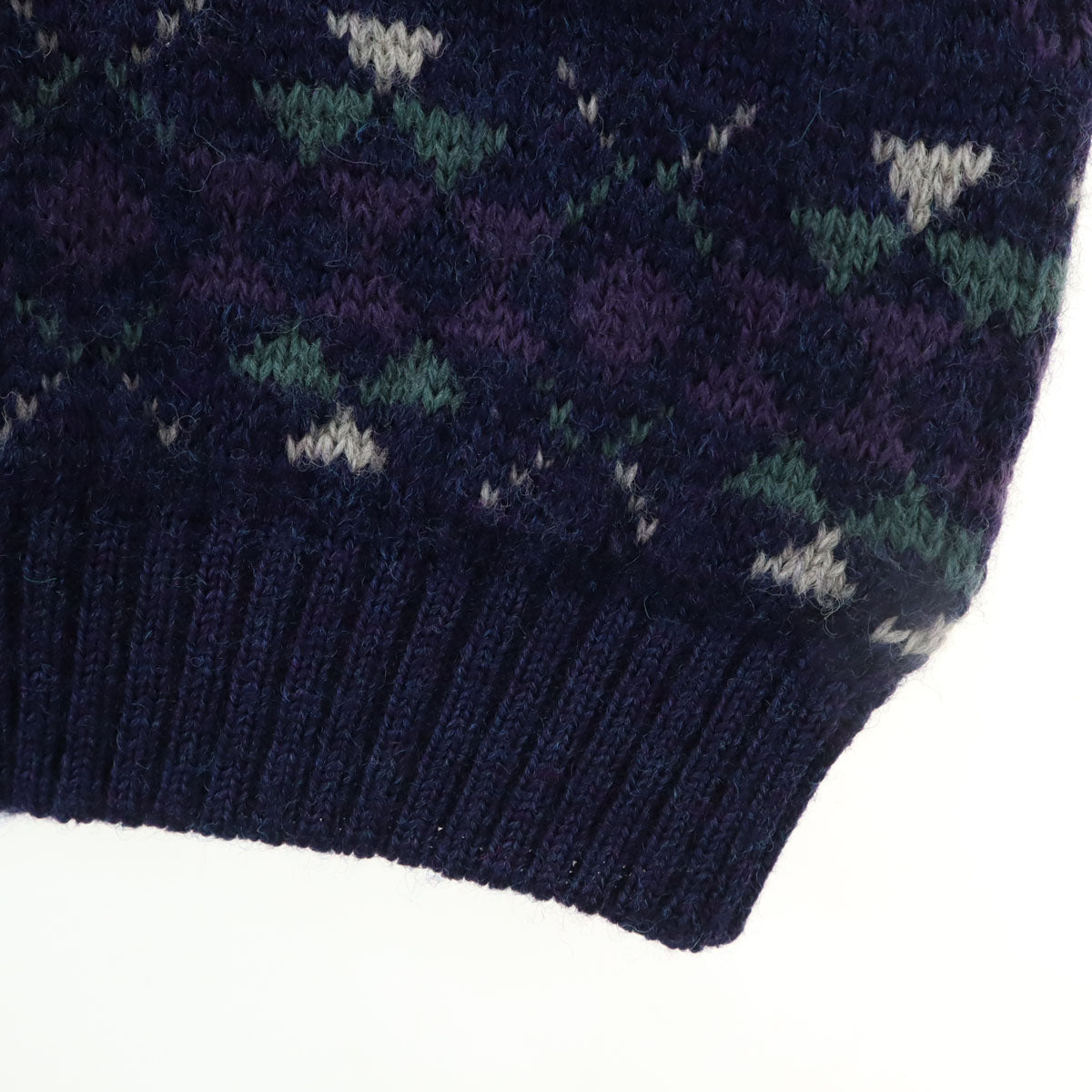 Brooks Brothers ブルックスブラザーズ 80s 90s 英国製 ウール100％ オールド 総柄 長袖 セーター M ネイビー系 ニット メンズ