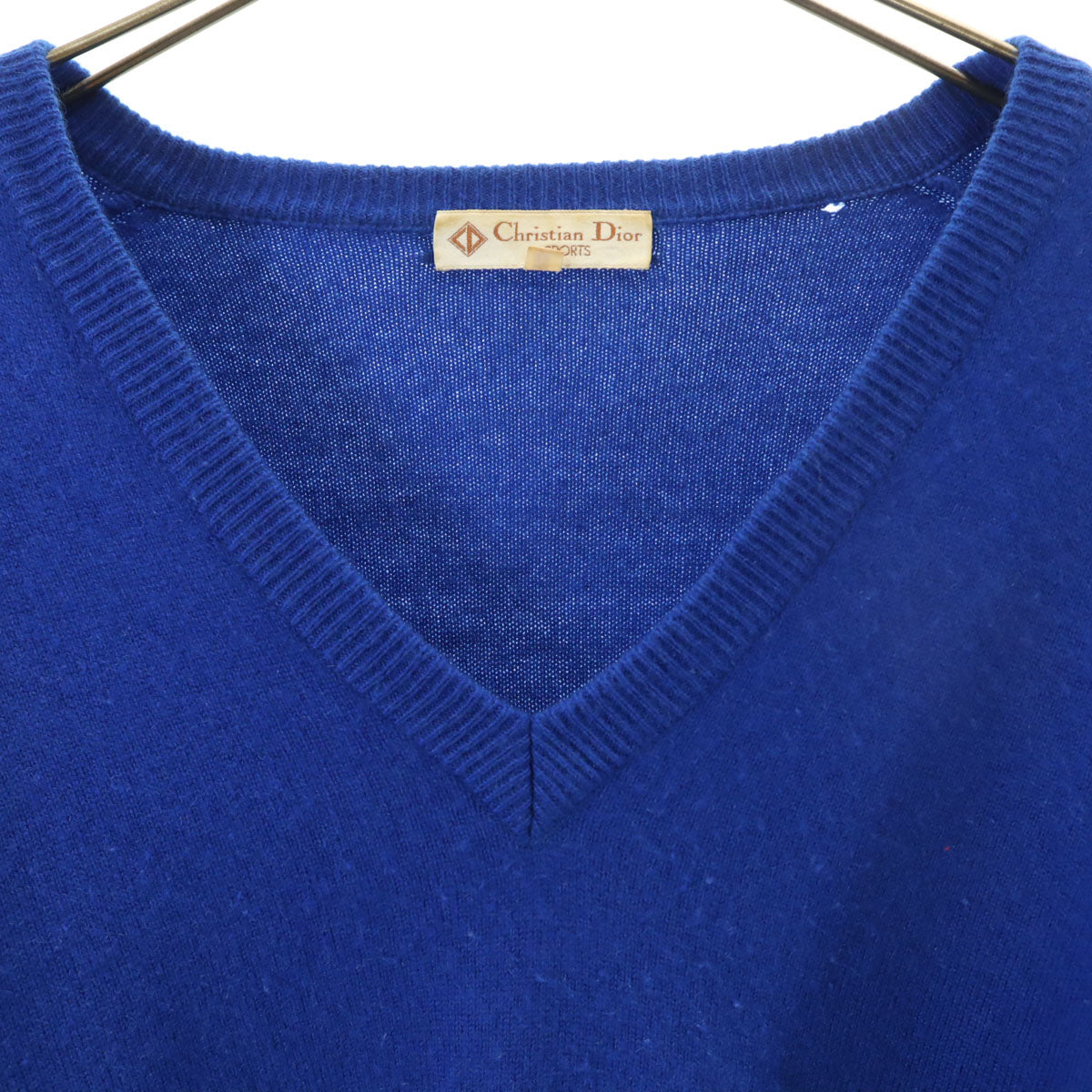 Christian Dior SPORTS クリスチャンディオールスポーツ 90s オールド 長袖 Vネック セーター LL ブルー ニット メンズ