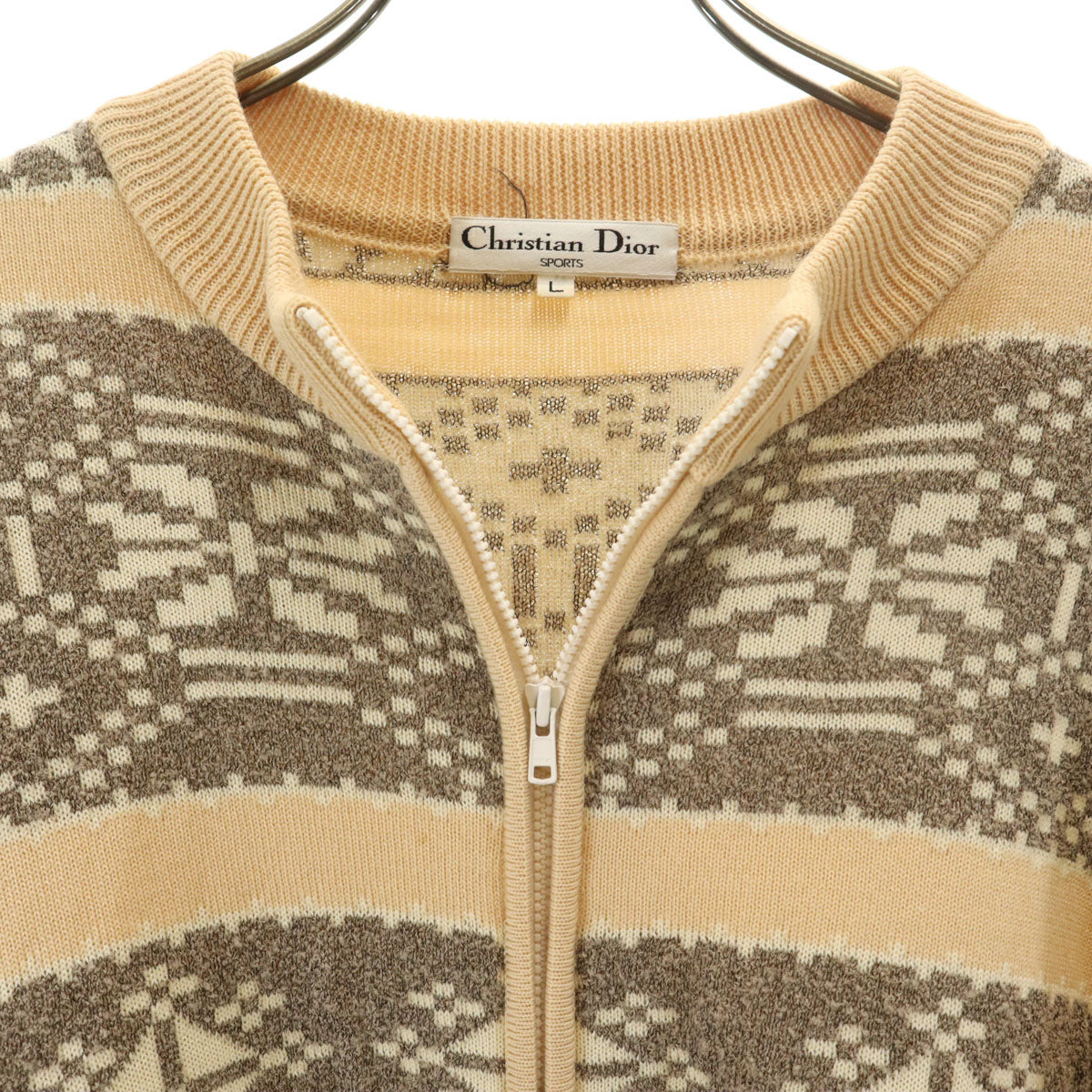 Christian Dior SPORTS クリスチャンディオールスポーツ 90s オールド ノルディック柄 ニットジャケット L ペールオレンジ メンズ