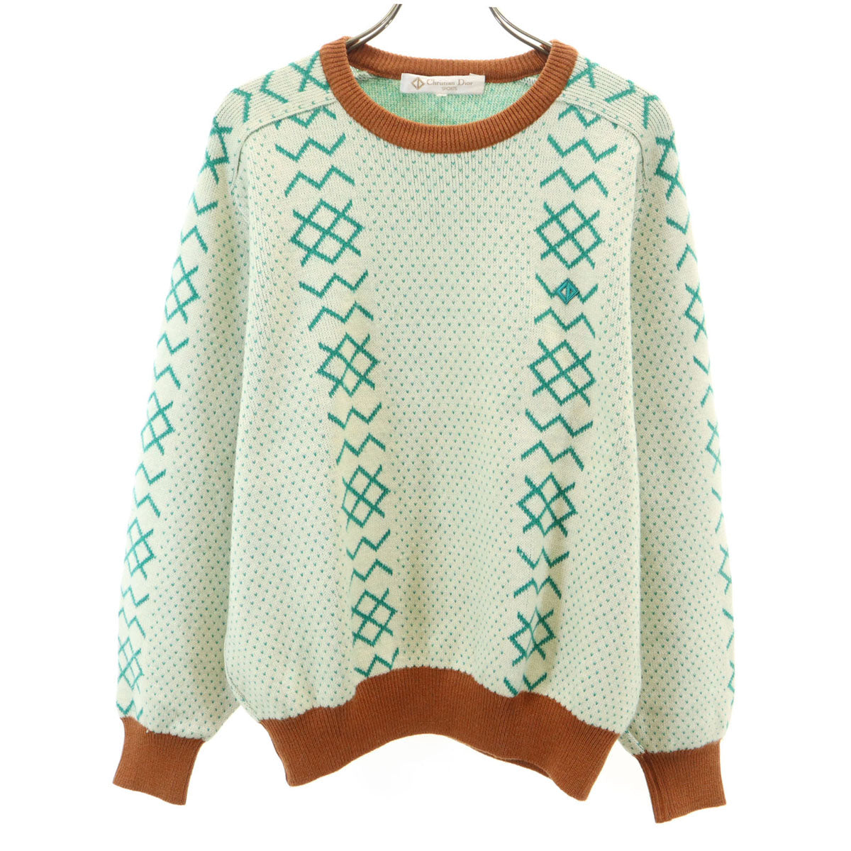 Christian Dior SPORTS クリスチャンディオールスポーツ 90s オールド 総柄 長袖 セーター M アイボリー ニット レディース