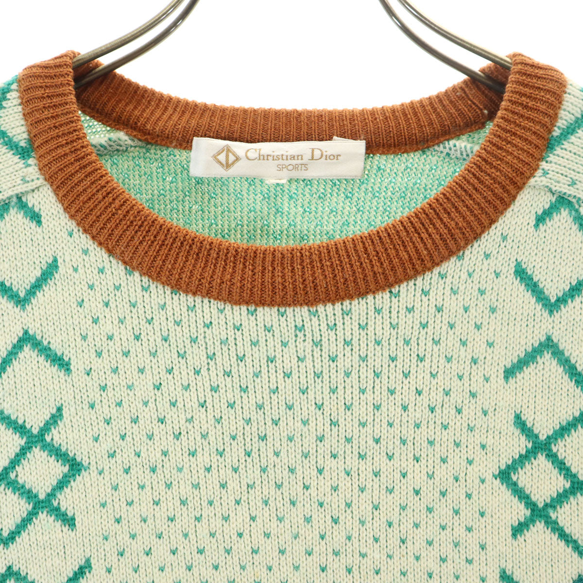 Christian Dior SPORTS クリスチャンディオールスポーツ 90s オールド 総柄 長袖 セーター M アイボリー ニット レディース
