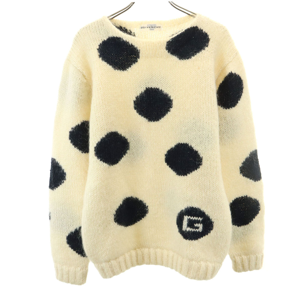 GIVENCHY ジバンシィ 90s オールド ドット柄 長袖 セーター M アイボリー ニット 水玉 レディース