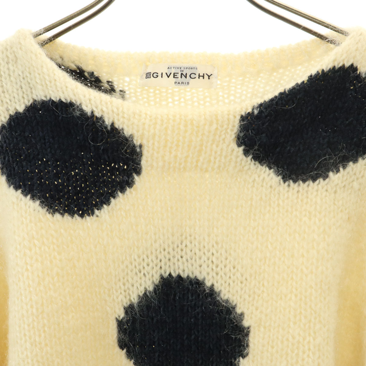 GIVENCHY ジバンシィ 90s オールド ドット柄 長袖 セーター M アイボリー ニット 水玉 レディース