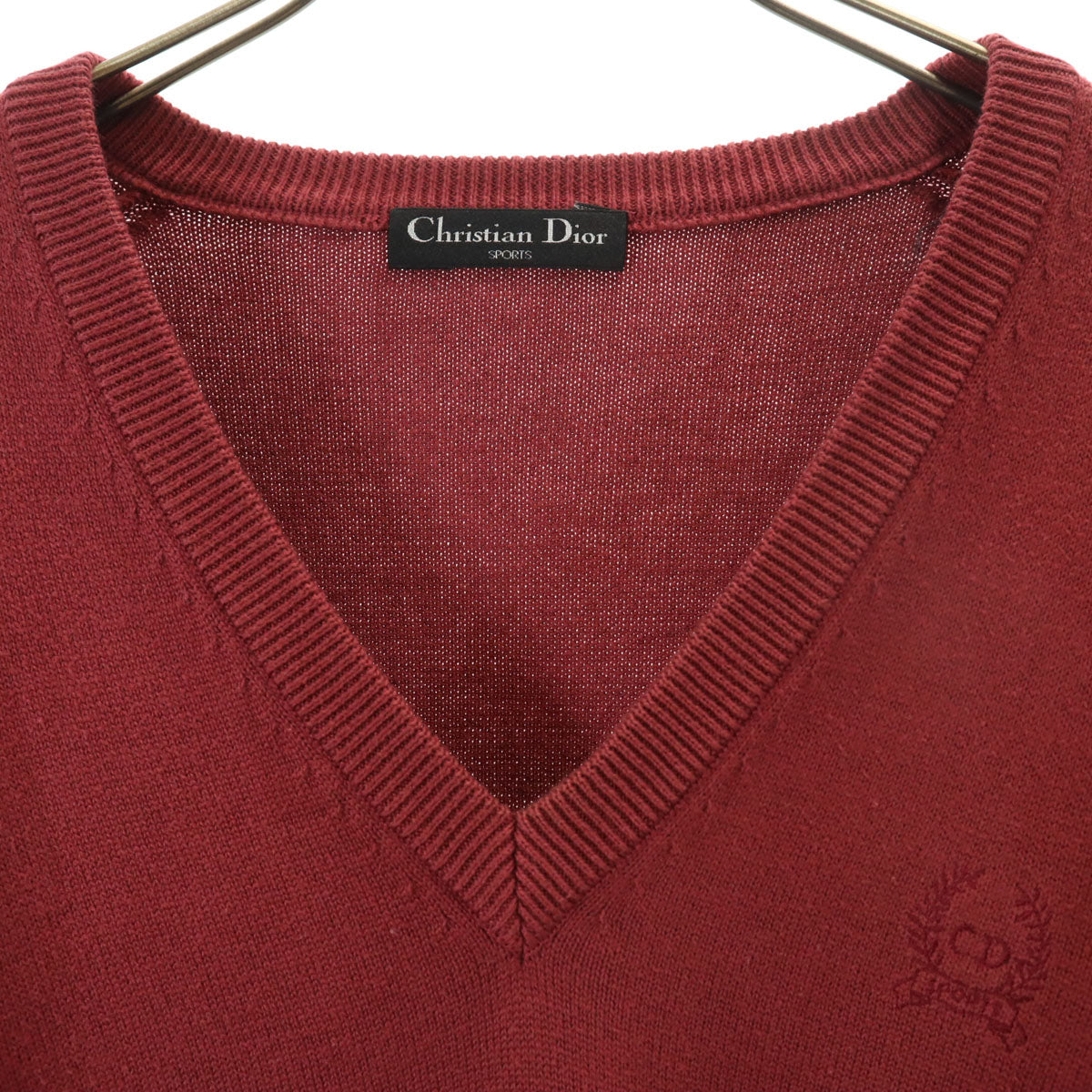 Christian Dior SPORTS クリスチャンディオールスポーツ 90s オールド 長袖 Vネック ニット M ボルドー セーター メンズ