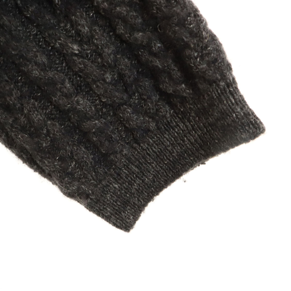 tumugu： ツムグ 日本製 リネンブレンド 5分袖 ショート丈 ケーブル ニット F チャコールグレー セーター レディース