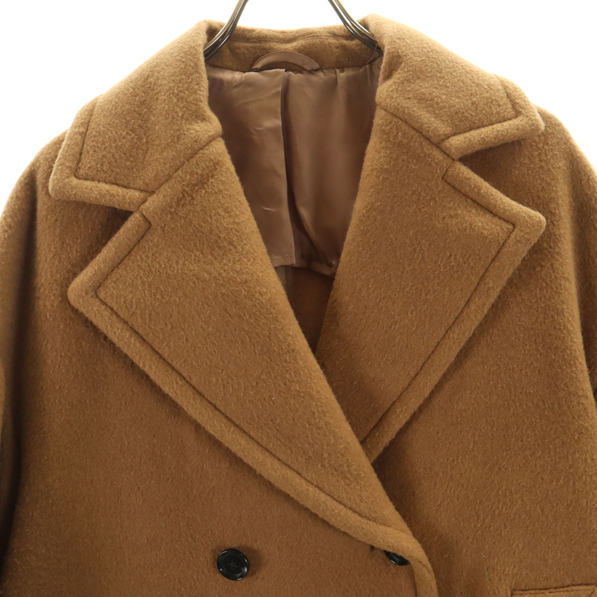 suadeo スアデオ 日本製 ウールブレンド ピーコート 36 キャメル レディース