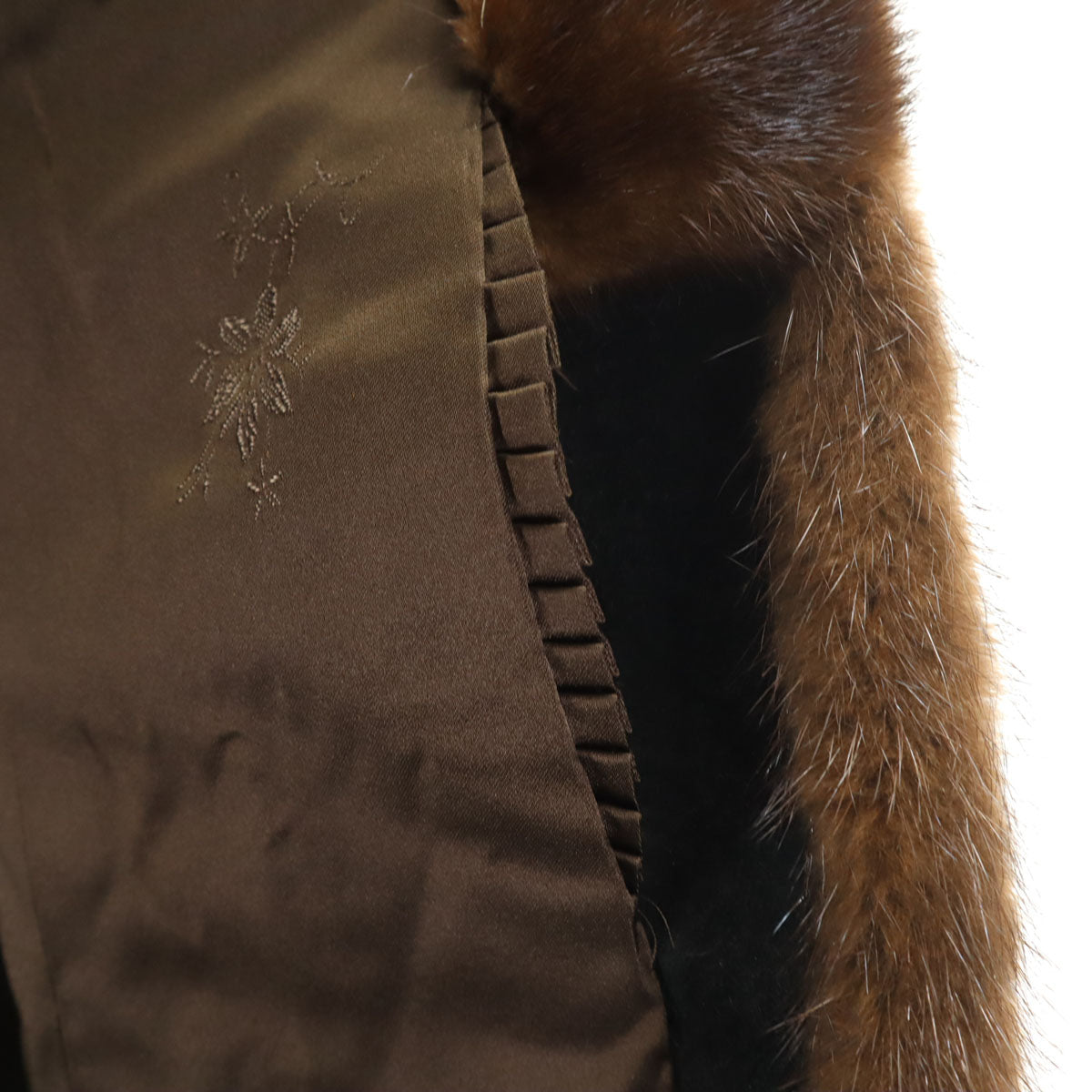 美品 EMBA エンバ 日本製 毛皮コート 11-66 ブラウン レディース