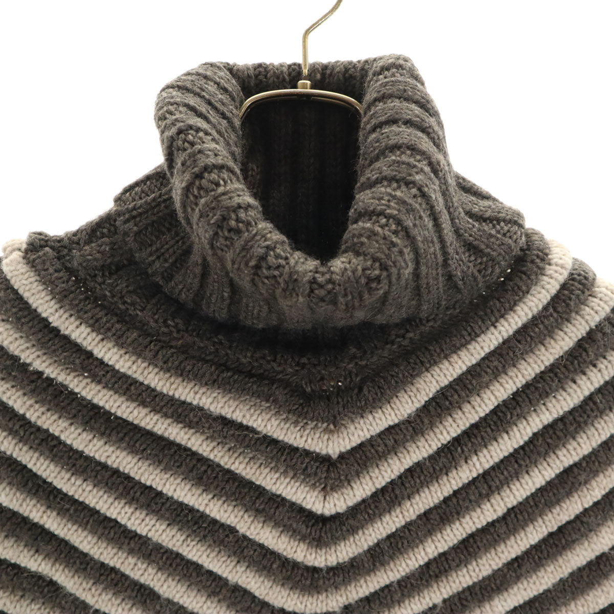 DIESEL ディーゼル イタリア製 ボーダー柄 タートルネック ニット ポンチョ S グレー レディース