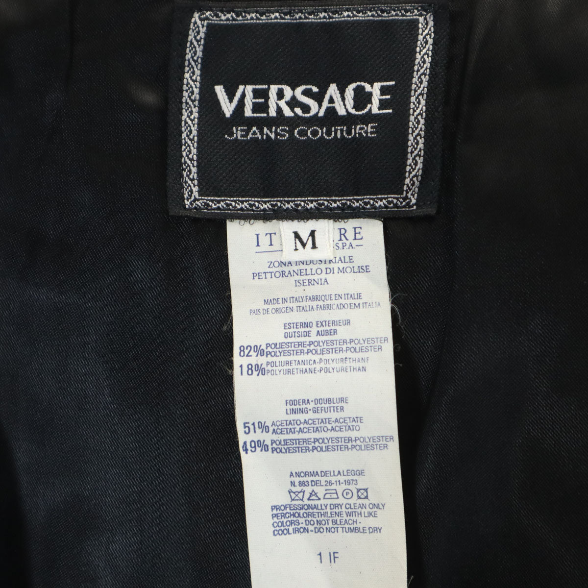 VERSACE JEANS COUTURE ヴェルサーチ ジーンズ クチュール イタリア製 コーティング加工 中綿ジャケット M ブラック レディース