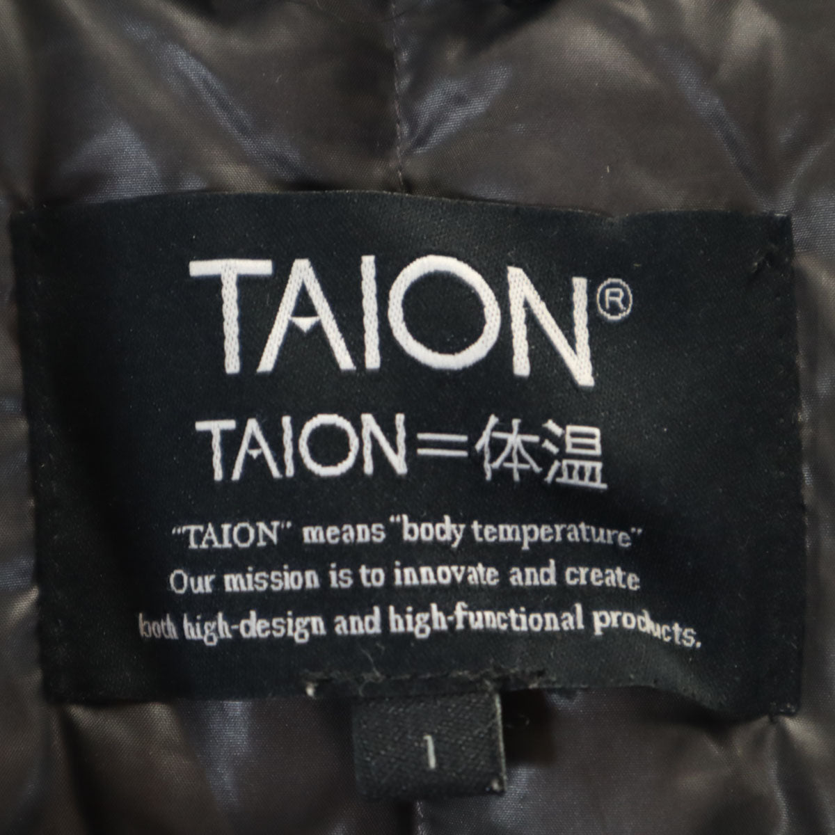 TAION タイオン ベーシック ハンテン ダウンコート 1 ブラック メンズ